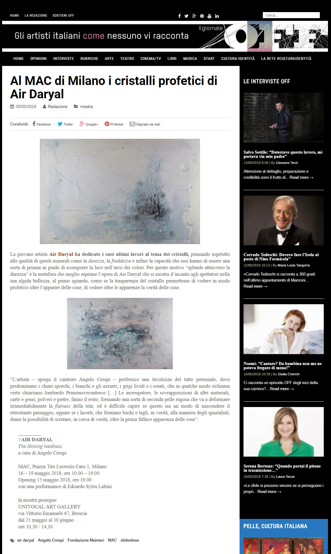 Al MAC di Milano i cristalli profetici di Air Daryal — 1